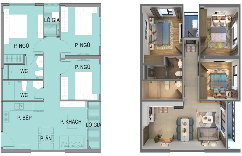  Layout bóc mái căn hộ 3PN Vinhomes Smart City